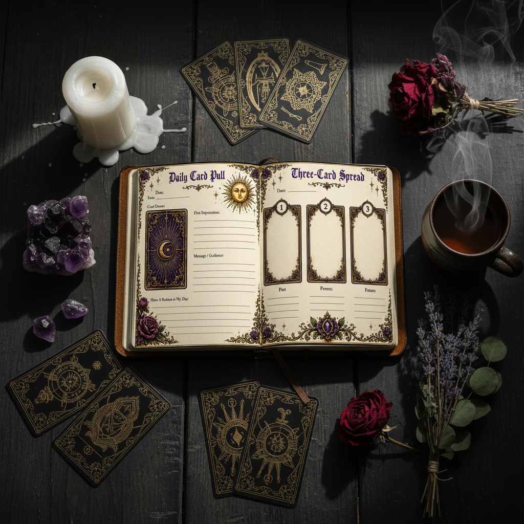Tarot Journal Pages Naturally in Book